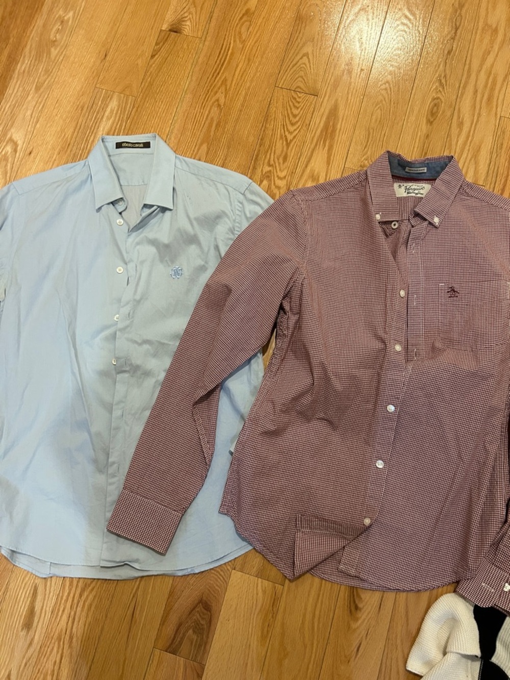 Lot boys dress shirts Roberto cavalli 39x15.5, penguin small slim
